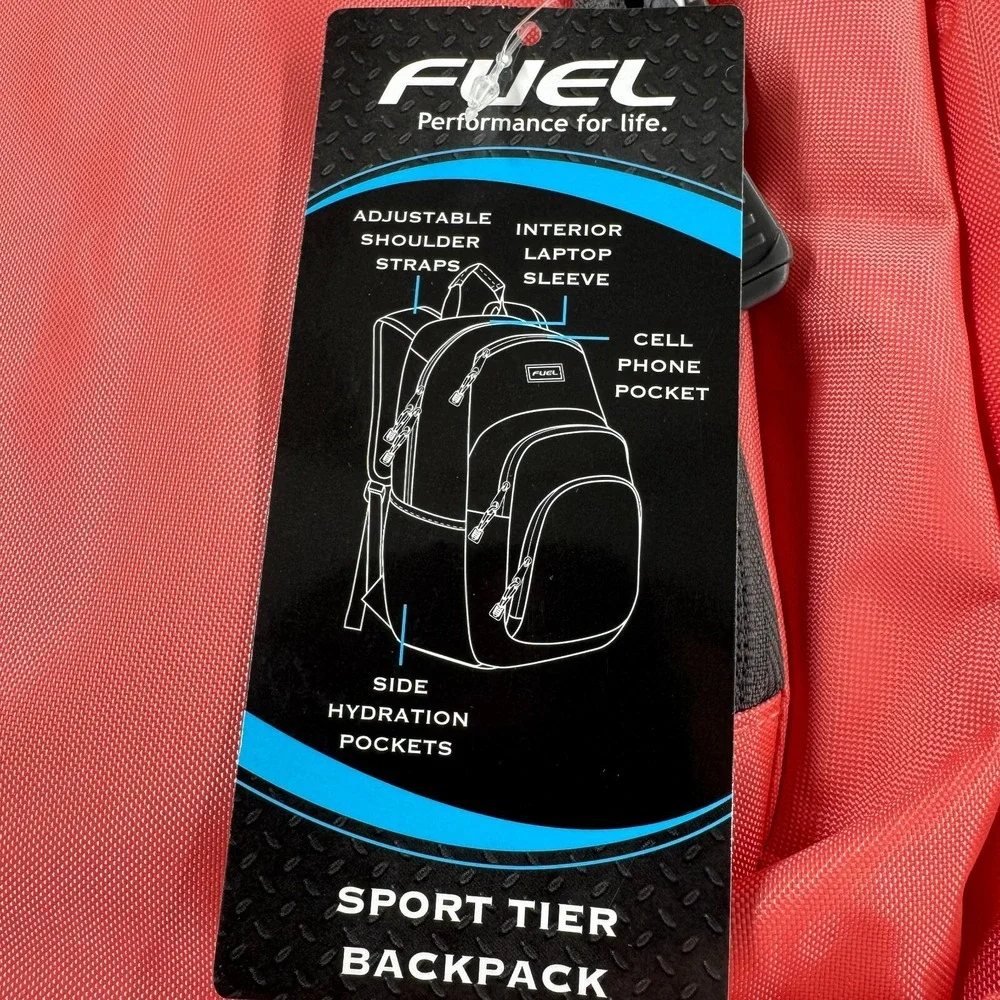 Fuel Sport Tier Coral Multi Pocket Laptop Sleeve Zip School Bag Backpack - NEW